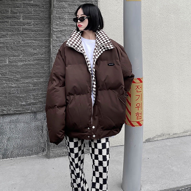 Áo phao béo phối cổ caro hot trend mẫu new