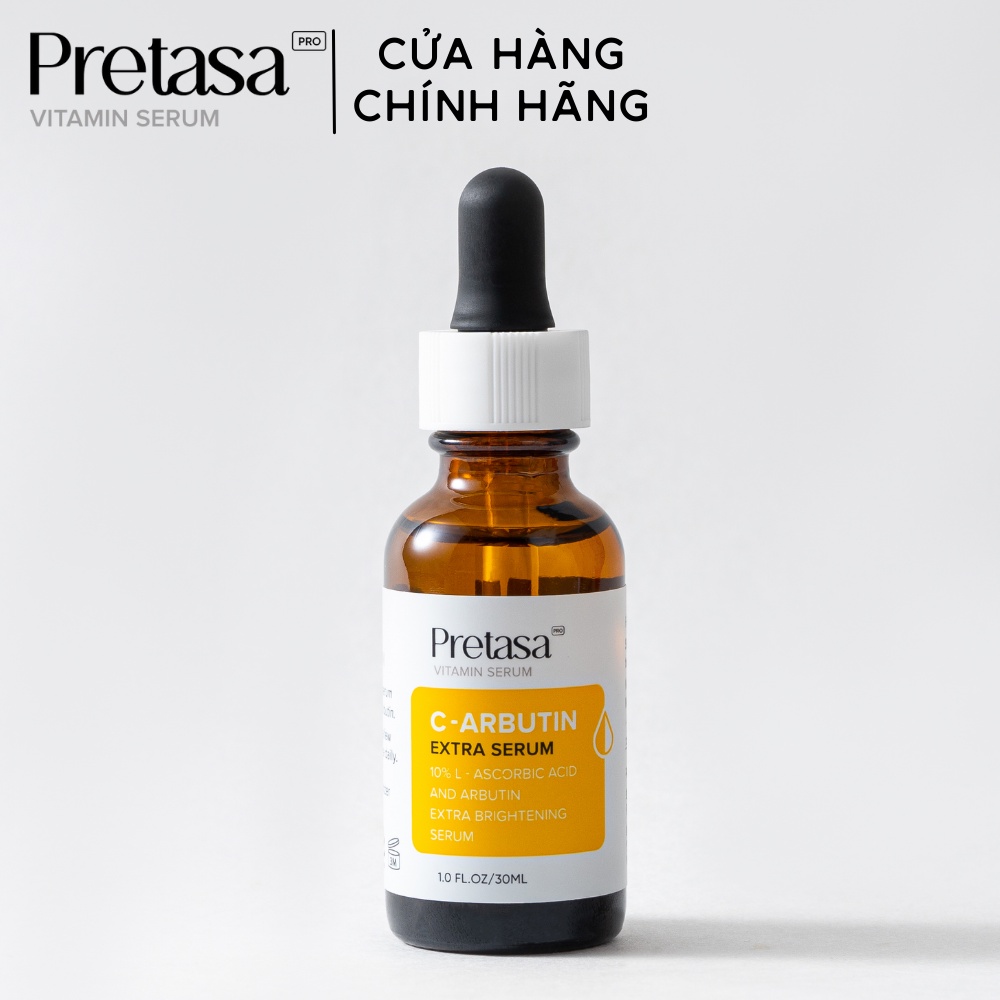 Serum dưỡng trắng sáng da, mờ nám PRETASA Vitamin C + Arbutin Brightening Serum 30ml