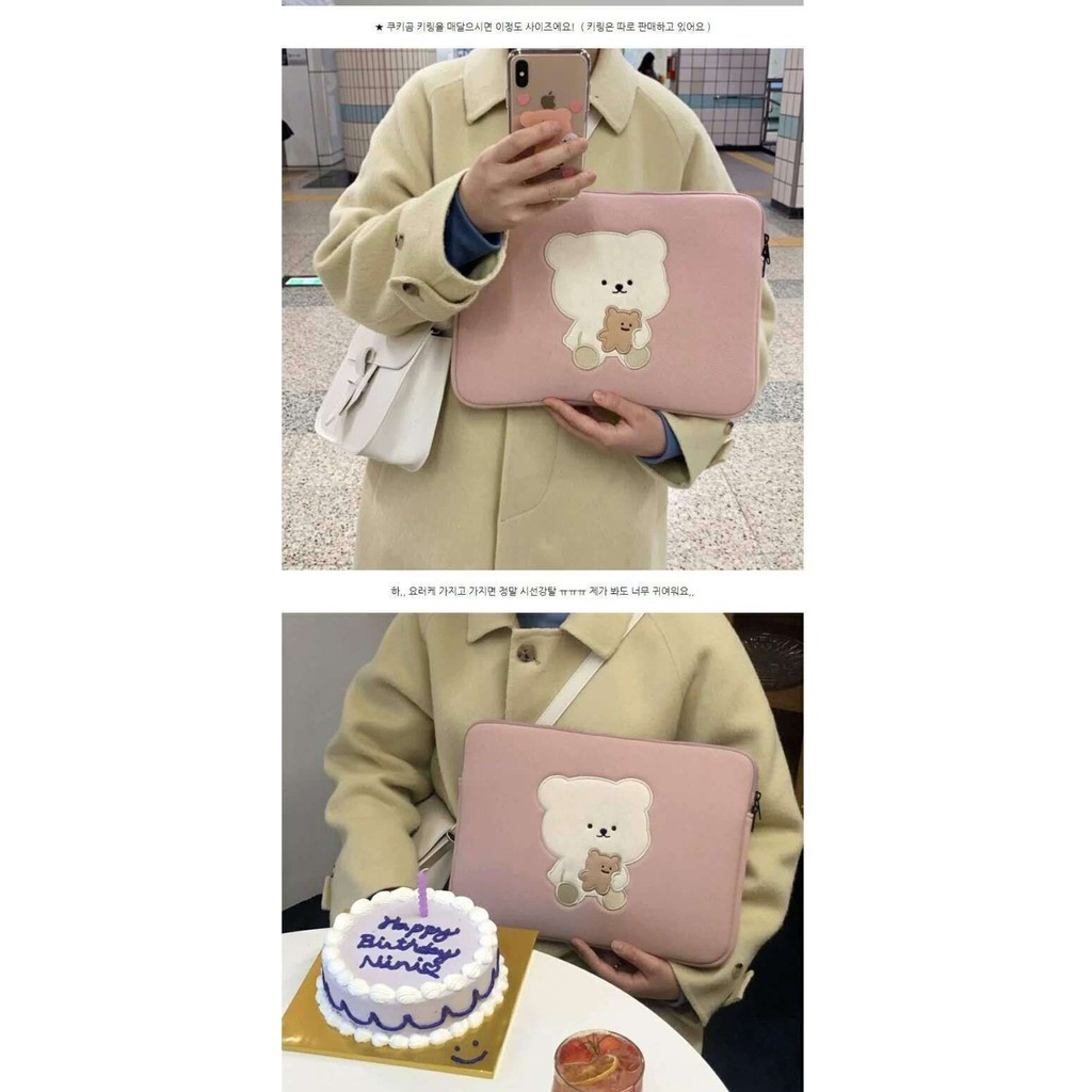 Túi đựng Laptop kích thước 13.3 13 12 11 10.5 10.2 inch phong cách Hàn Quốc dễ thương xinh xắn