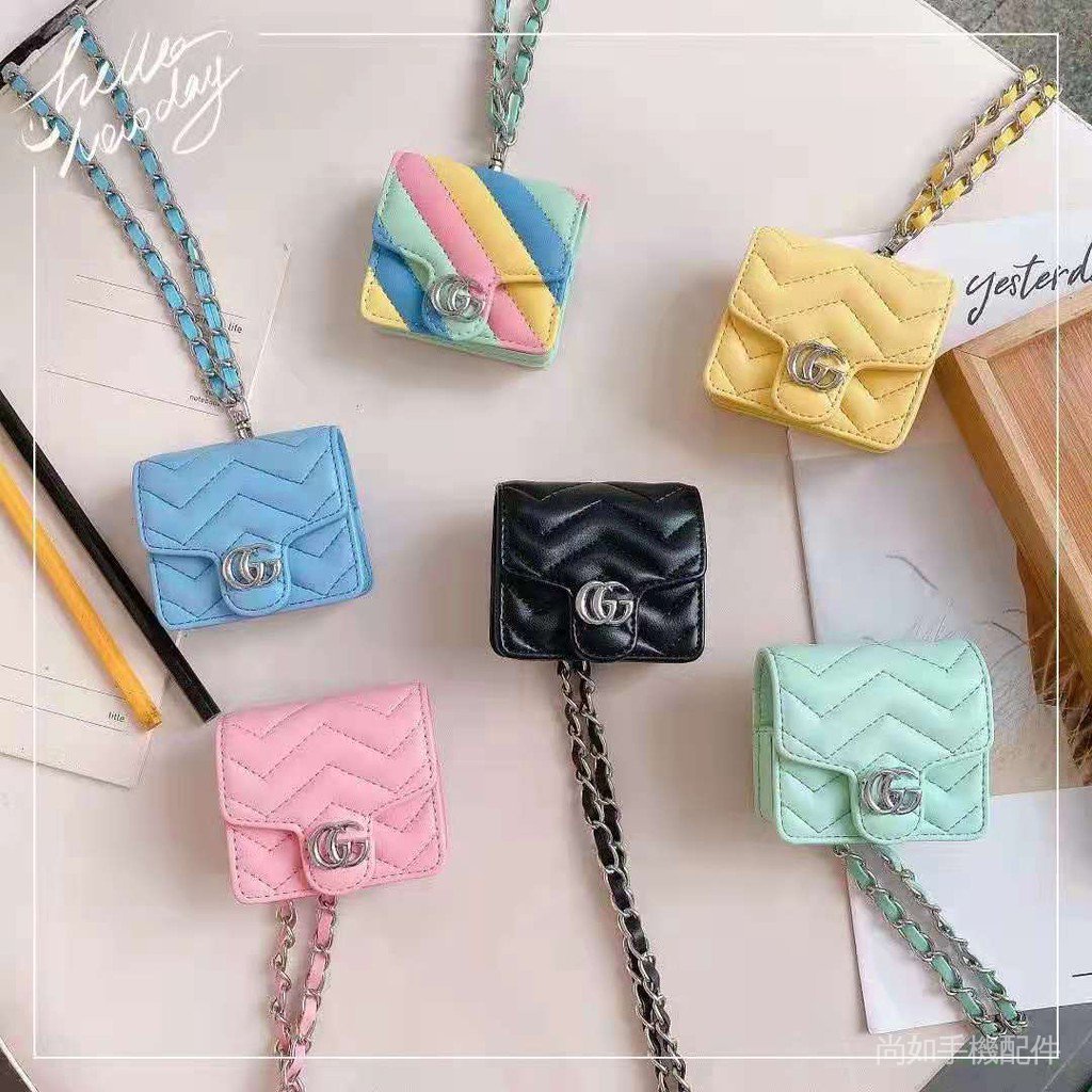 Vỏ Bảo Vệ Hộp Sạc Tai Nghe AirPods 1 / 2 Generation pro 3 Mini Hình Túi Macaron Phong Cách Âu Mỹ GG