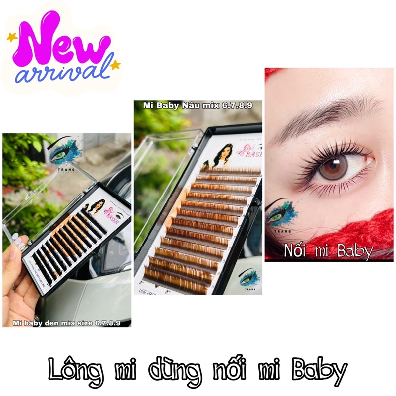Lông mi Dưới màu đen và nâu 0.07 0.10 mix 6-9mm dùng nối mi dưới, mi siêu tự nhiên, mi Baby hoặc nối chân mày