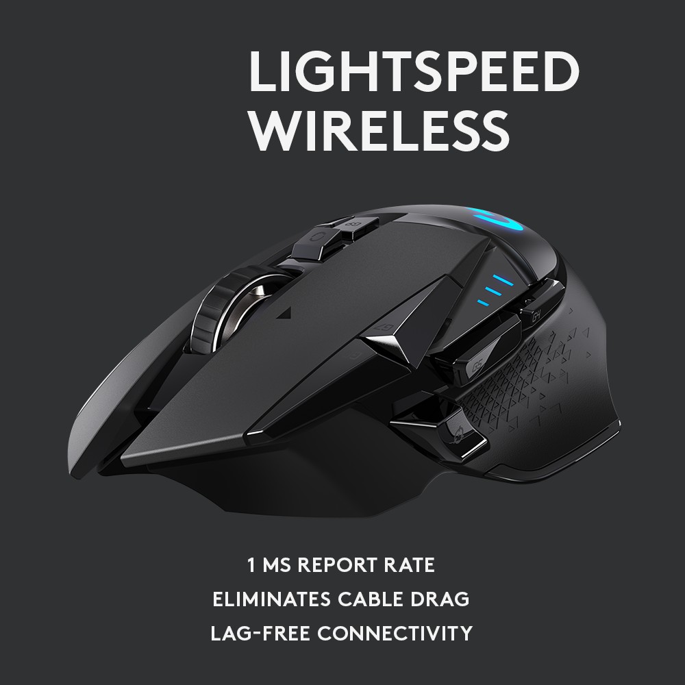 Chuột game không dây Logitech G502 - RGB, 11 nút lập trình, tùy chỉnh trọng lượng