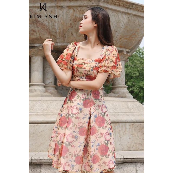 Rập giấy đầm cổ vuông tay loe mã 1219