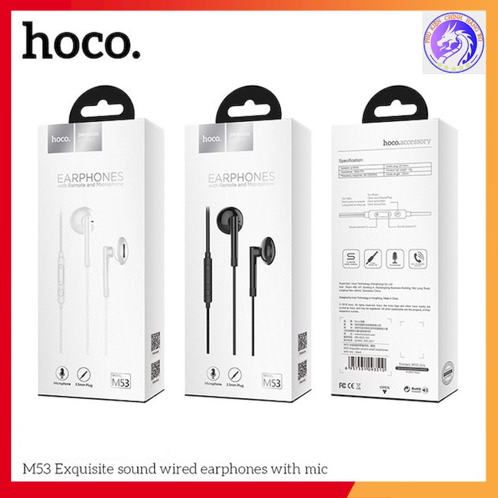 TAI NGHE NHỰA TPE JACK 3.5MM CÓ MIC HOCO M53 - DÀI 1.2M