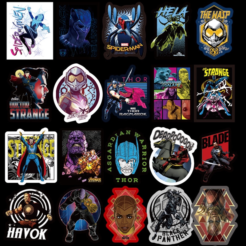 Set 100 sticker dán hình nhân vật siêu anh hùng Marvel chống thấm nước
