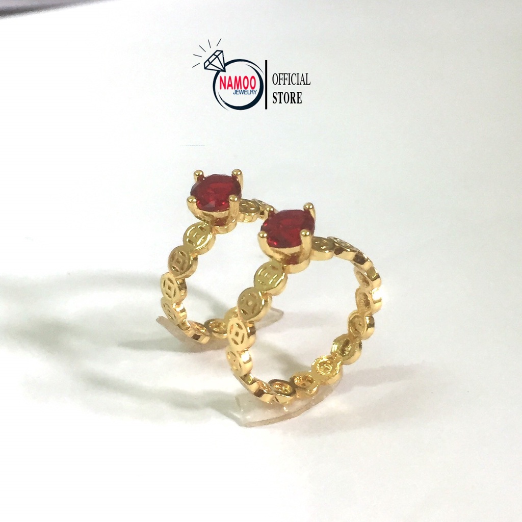 Nhẫn Đính Đá Đỏ Nữ Mạ Vàng N028 Namoo Jewelry