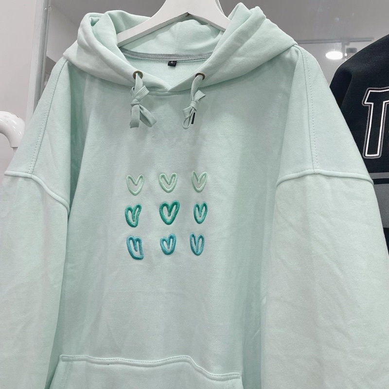 Áo hoodie nỉ xanh mint trái tim (ảnh thật) | BigBuy360 - bigbuy360.vn