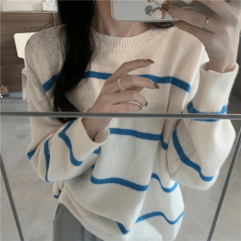 Áolen dài tay họa tiết sọc thời trang dành cho nữ