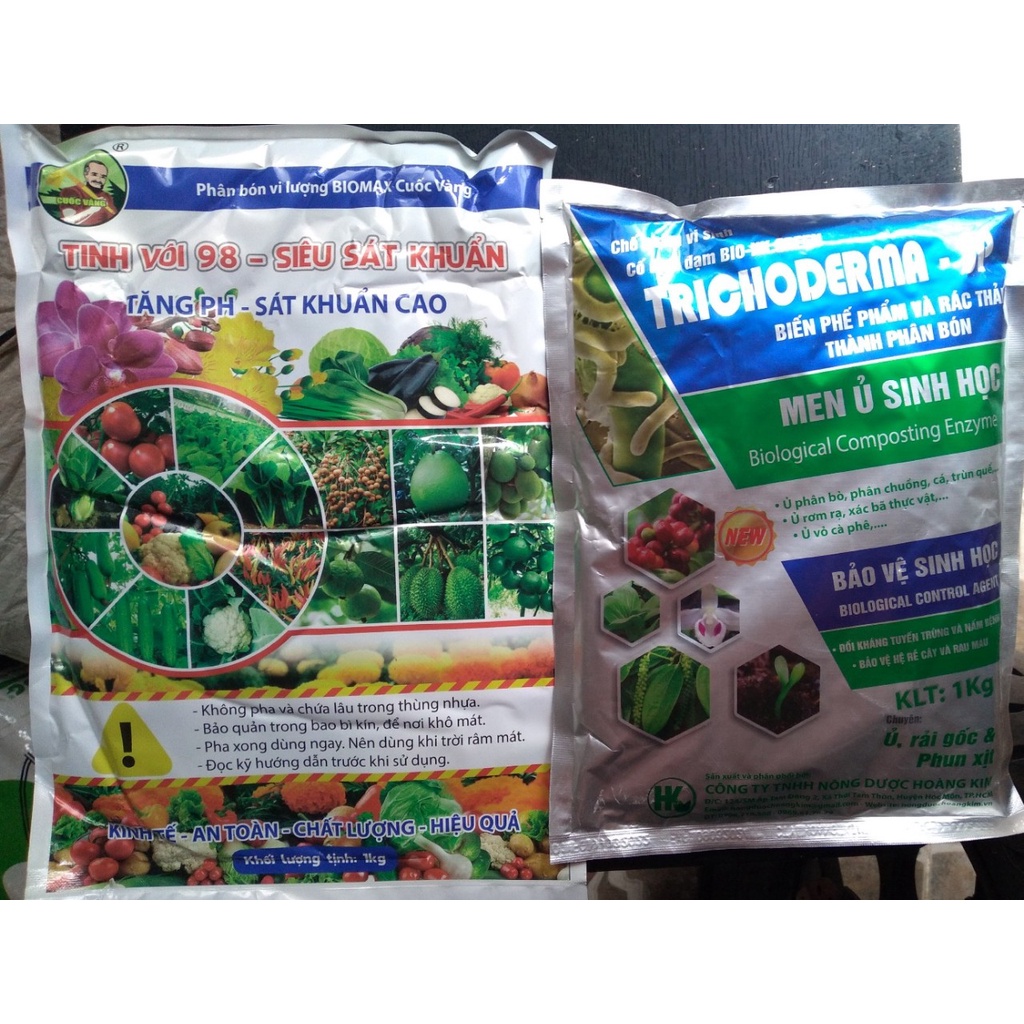 Bộ 2 sản phẩm cải tạo đất trước khi gieo trồng ( t.vôi 98, men 1kg)