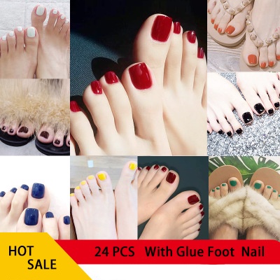 Set 24 Móng Chân Giả Kèm Keo Dán Tiện Dụng
