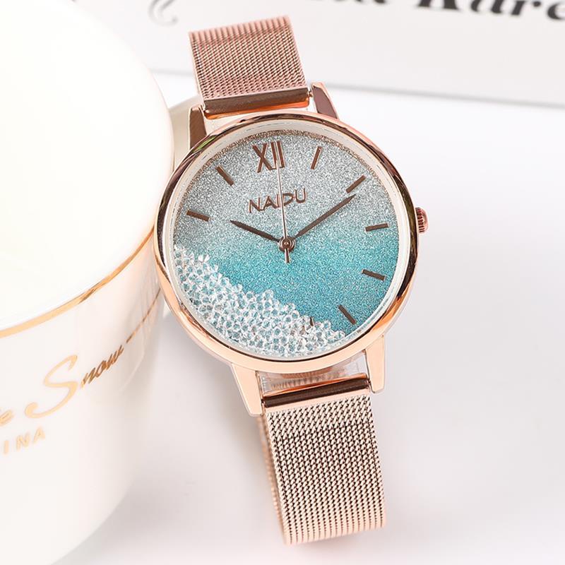 Đồng hồ nữdây thép mặt cao cấp chính hàng NAIDU mặt đính kim tuyến đẹp sang chảnh giá rẻ | BigBuy360 - bigbuy360.vn