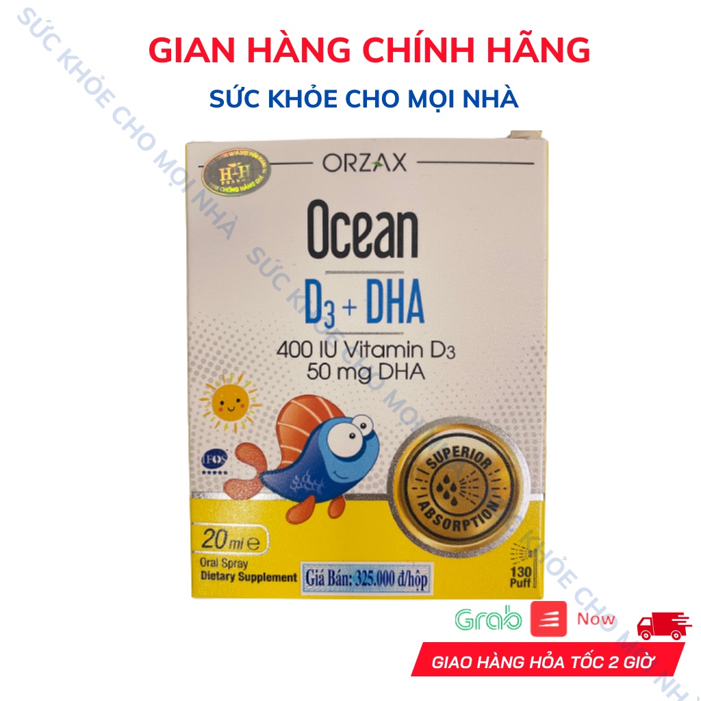 Ocean D3 + DHA  Bổ Sung Vitamin D3 Giúp Hấp Thụ Canxi,DHA Giúp Bé Thông Minh,Nhanh Nhẹn