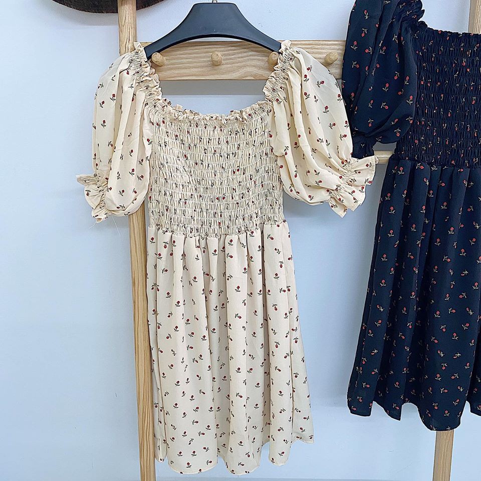 ĐẦM LỤA CỔ VUÔNG HỌA TIẾT HOA XINH DÀY DẶN KHÔNG KÉN DÁNG NHÉ JULY DRESS