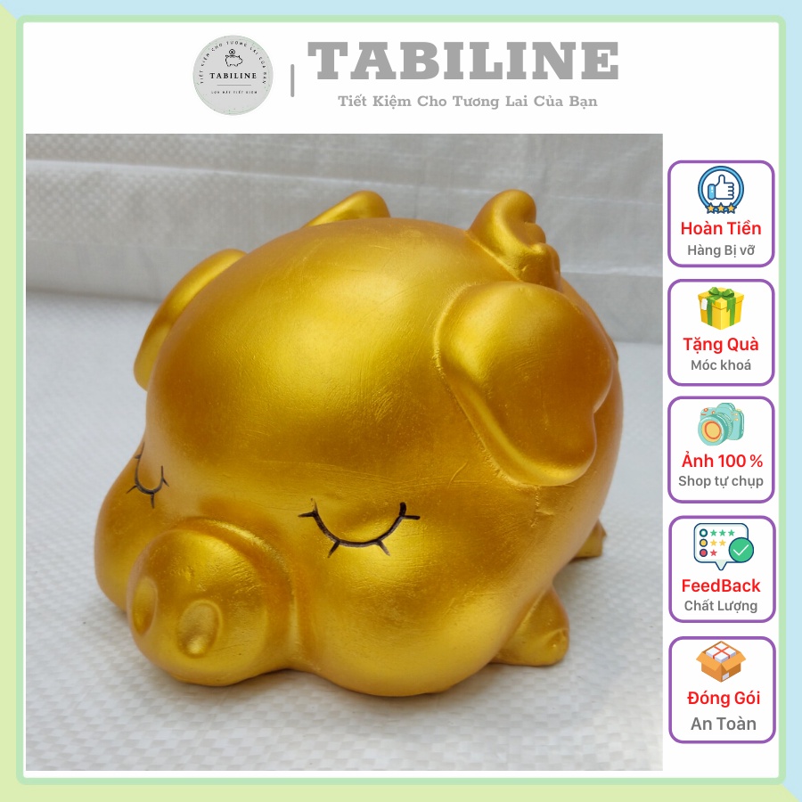 Combo 2 Con Lợn đất heo đất ống heo tiết kiệm tiền TABILINE Cánh tiên thiền thần 2 vàng đồng vip LD46