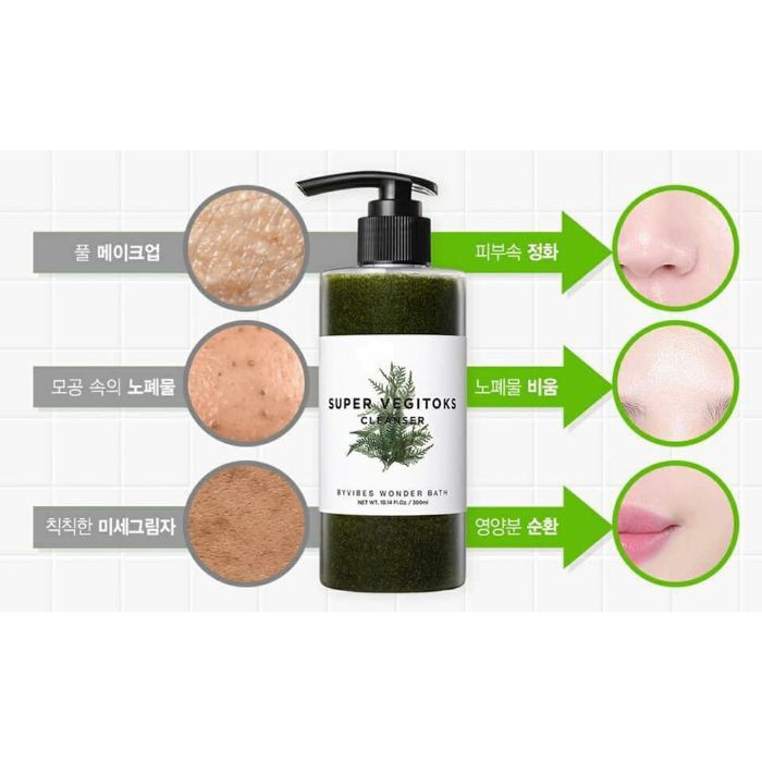 Sữa Rửa Mặt Thải Độc Sủi Bọt Rau Củ Super Vegitoks Cleanser - Màu Xanh
