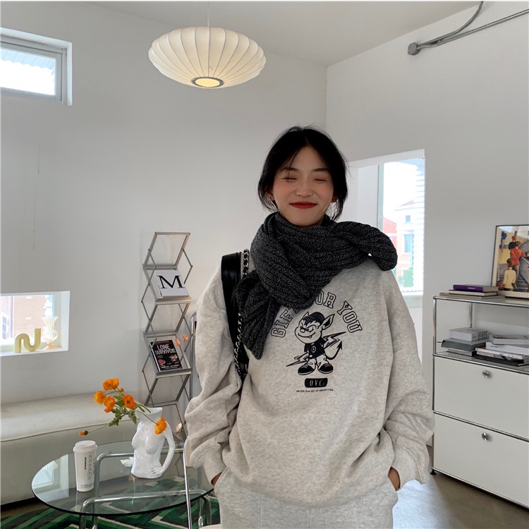 Áo sweater cổ tròn tay dài dáng rộng phong cách thời trang hàn quốc cho nữ | BigBuy360 - bigbuy360.vn