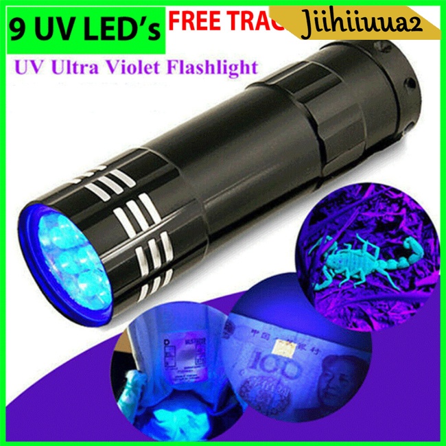 Đèn Pin Tia Cực Tím Led Uv 9 Bóng Mini Chống Nước Khẩn Cấp Di Động Ngoài Trời