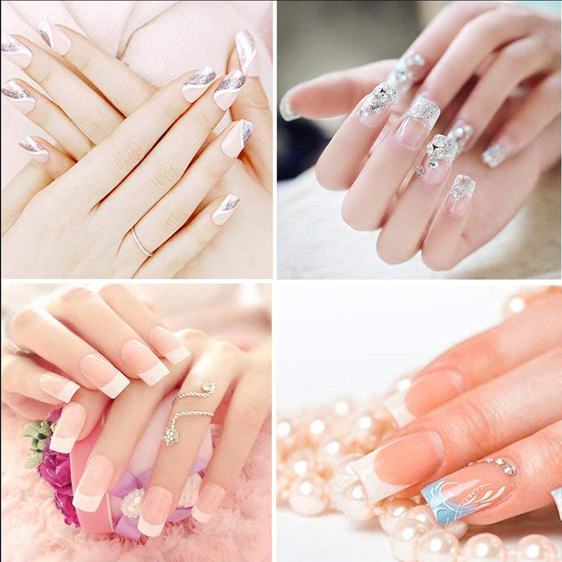 [Hàng mới về] Hộp 500 Móng Tay Giả Màu Trong Suốt Kèm Hộp Đựng Tiện Lợi