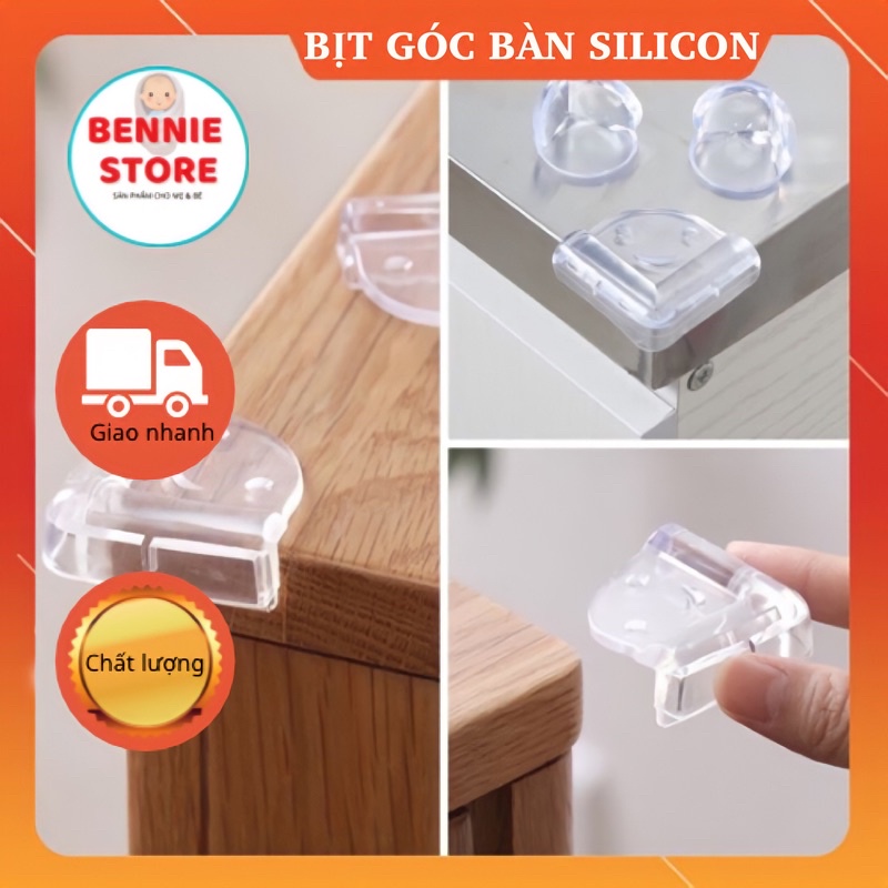 Miếng silicon bịt góc bàn BENNIE STORE Miếng silicon bọc cạnh bàn an toàn