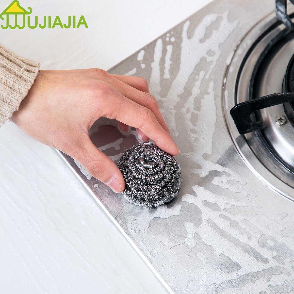 Set 10 Nùi Chùi Rửa Nồi Chảo JUJIAJIA Bằng Sợi Thép Không Gỉ Mỏng