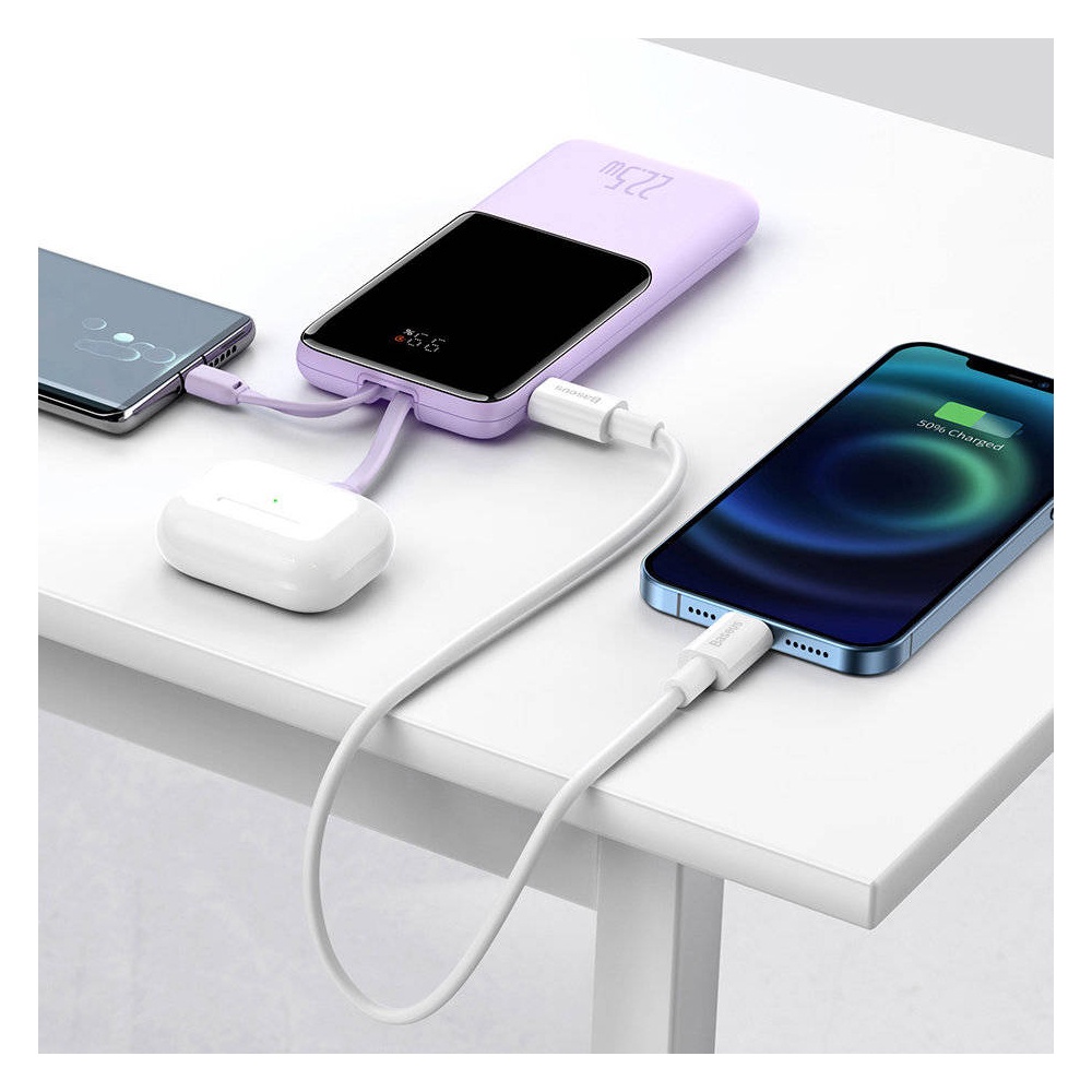 Pin dự phòng Baseus Elf Digital Display 10000mAh sạc nhanh 22.5W tích hợp cáp sạc Type-C và Lightning