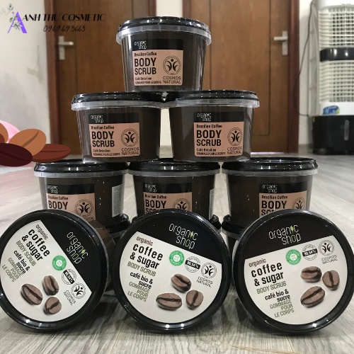 Tẩy da chết Organic coffee/Tẩy da chết toàn thân cà phê Organic Shop coffee sugar body scrub 250ml