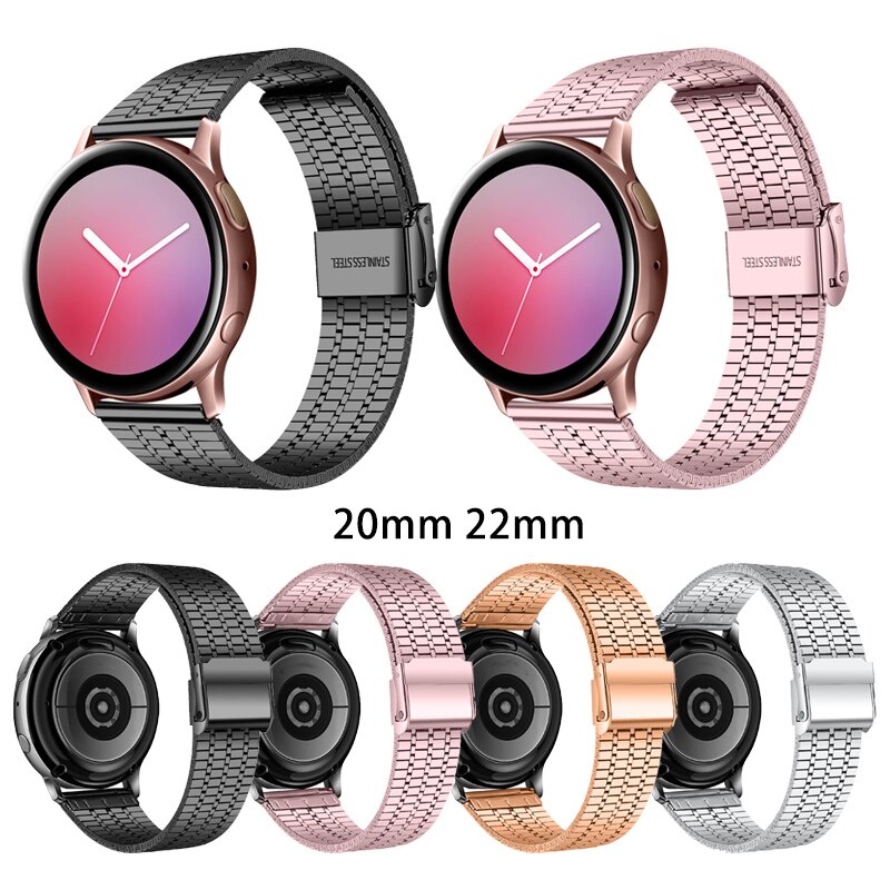 Dây Đồng Hồ Bằng Thép Không Gỉ 20mm 22mm Cho Samsung Galaxy Watch Active 2 Gear S2 S3 S4