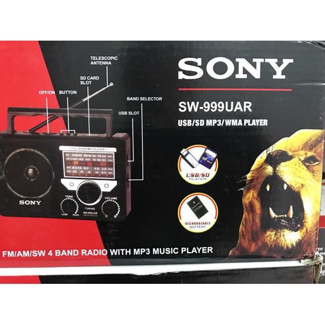 Ðài Radio Sony Nhật Hàng Bãi Chuyên dụng ÐỌC THẺ Nhớ, USB MP3 SONY SW-888UAR/ SW-999UAR Loa Ðài FM Nghe Nhac Chất Lượng