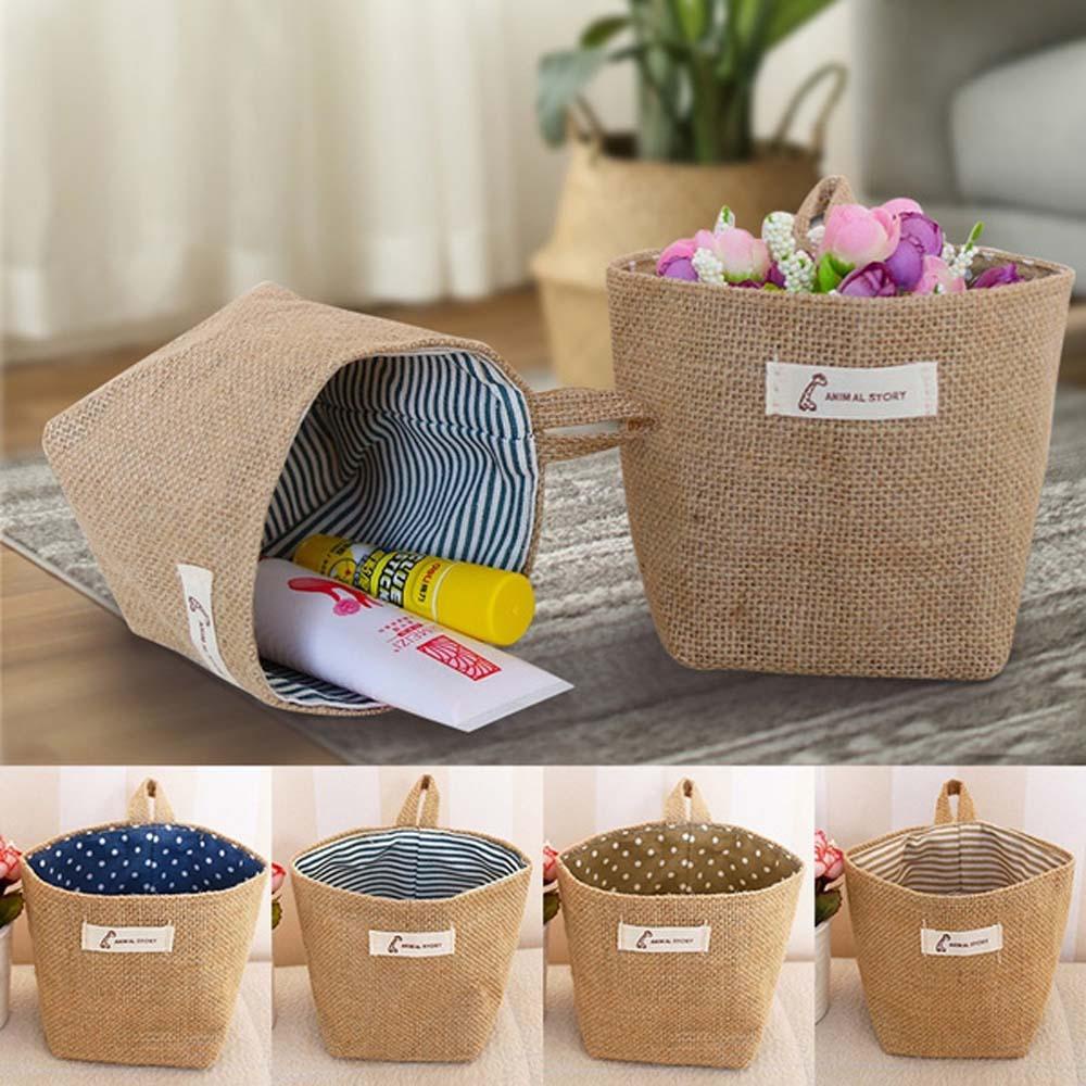 Giỏ Đựng Đồ Bằng Cotton Lanh Treo Tường Trang Trí Nhà Cửa