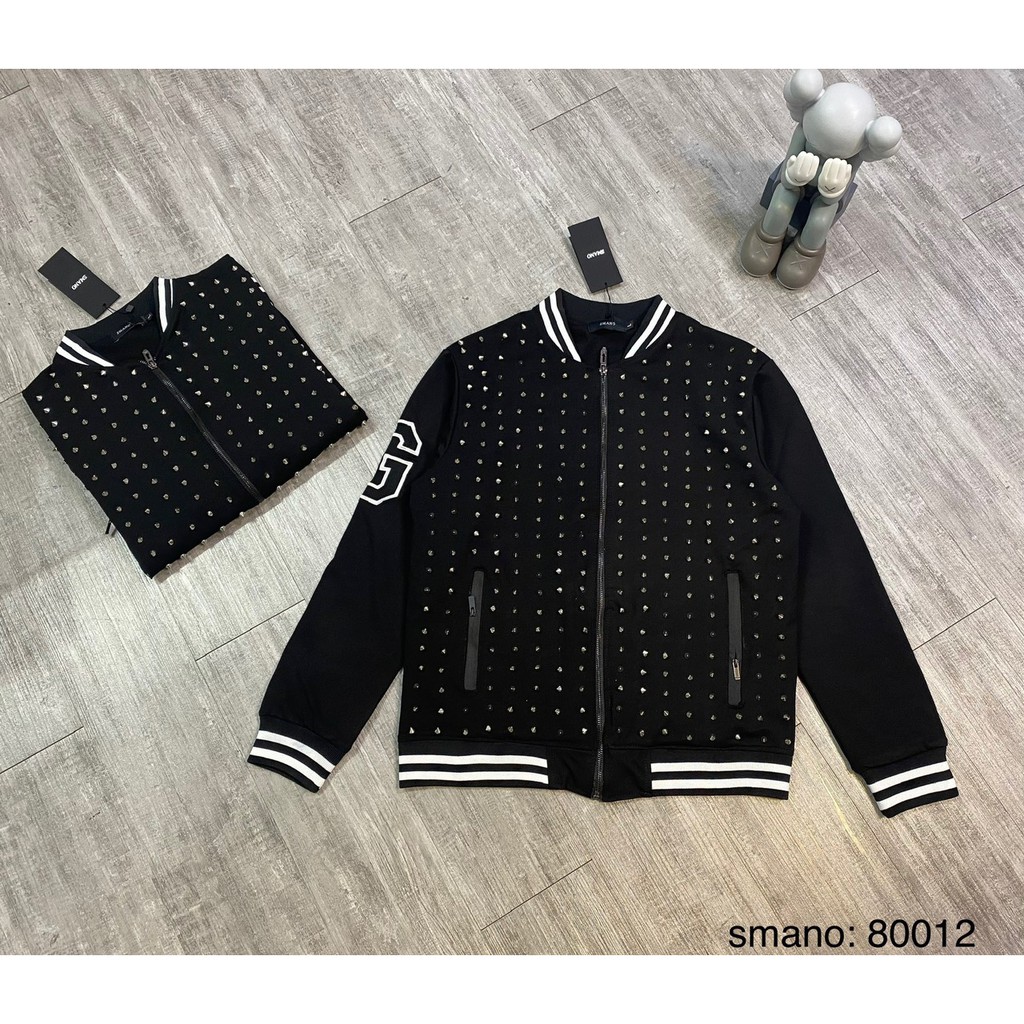 Áo khoác bomber đính đinh chất dạ 2 lớp hottrend_Áo khoác bomber nam nữ