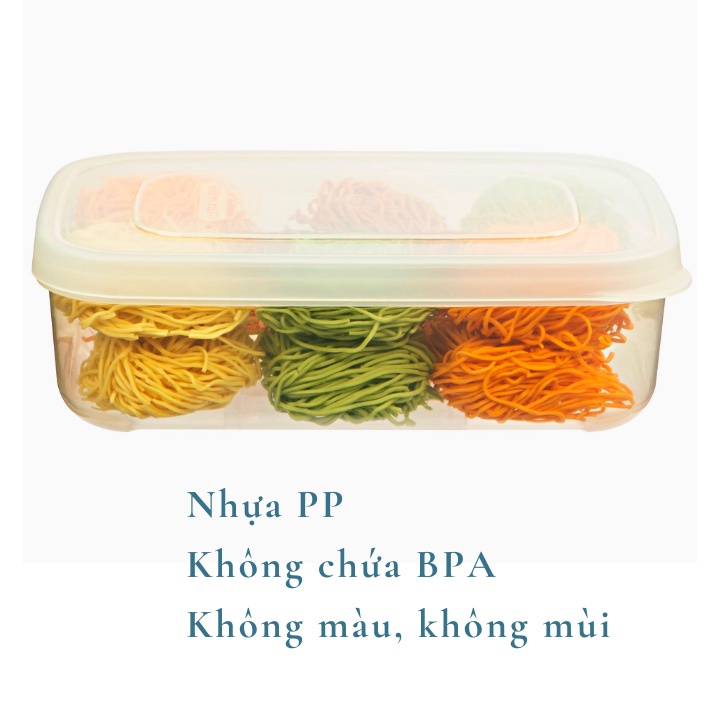 Hộp nhựa đựng đồ ăn cho bé, cơm văn phòng, bảo quản thực phẩm Inochi Hokkaido chữ nhật cao cấp