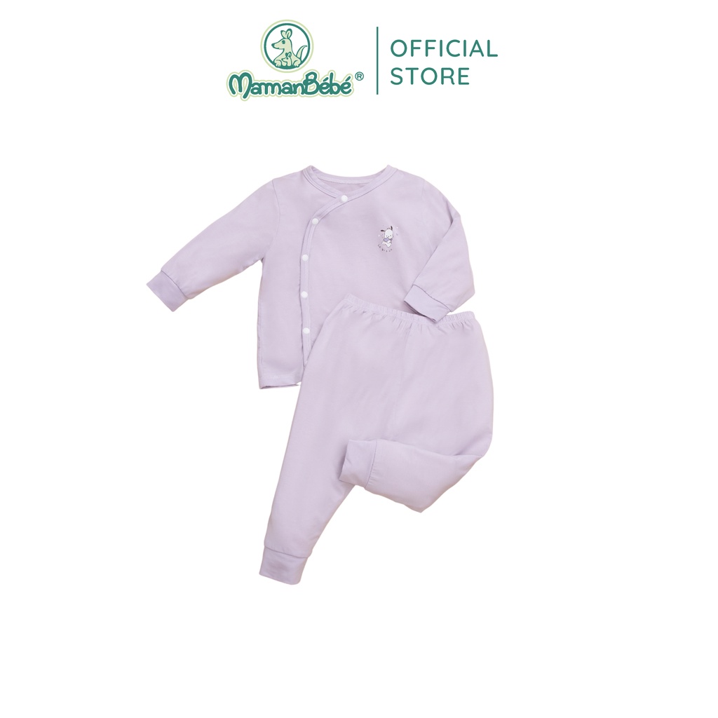Bộ Đồ Dài Tay La Pomme Cúc Lệch Puppy Chất Mềm Mại Cho Bé Sơ Sinh