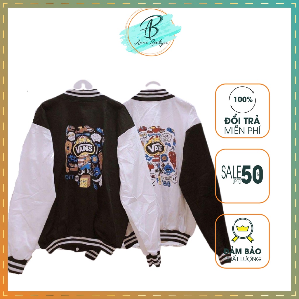 Áo Bomber Kaki In Van, Áo Khoác Nam Nữ Form Rộng Phong Cách Streetwear Anne Boutique Mã 021