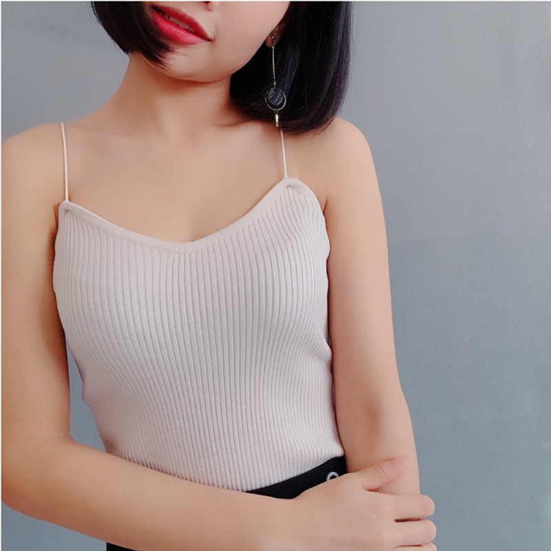 [Mã FAMAYWA giảm 10K đơn 50K] Áo Nữ Hai Dây Quyến Rũ Chất Len Ôm Sát Co Dãn, APG10 | BigBuy360 - bigbuy360.vn