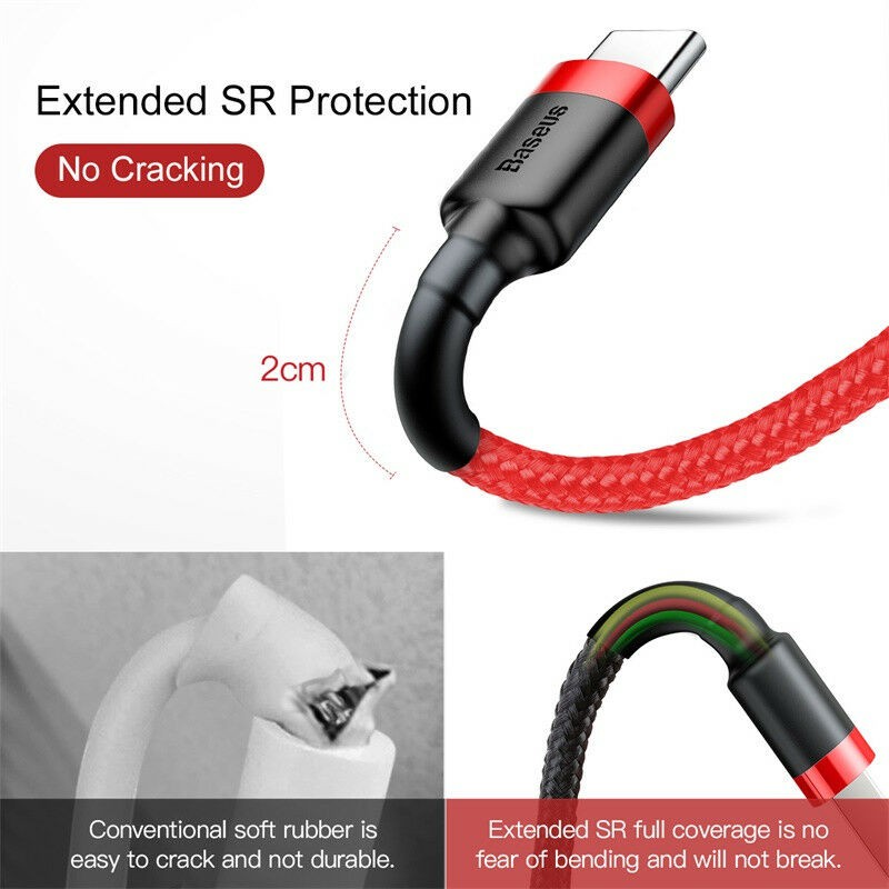 Cáp sạc Baseus Cafule Type C 2m cho Samsung S8/S9/ Note8/ Note9/ Xiaomi/ Huawei/ Oppo/Nokia