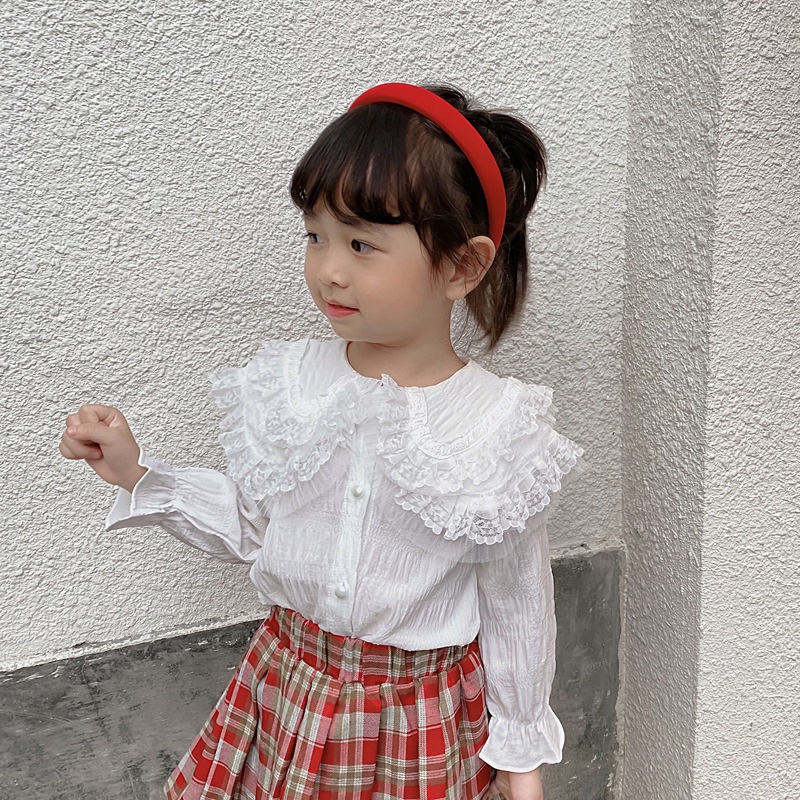 Áo sơ mi tay dài vải cotton mềm mại thoải mái thời trang xuân thu cho bé gái