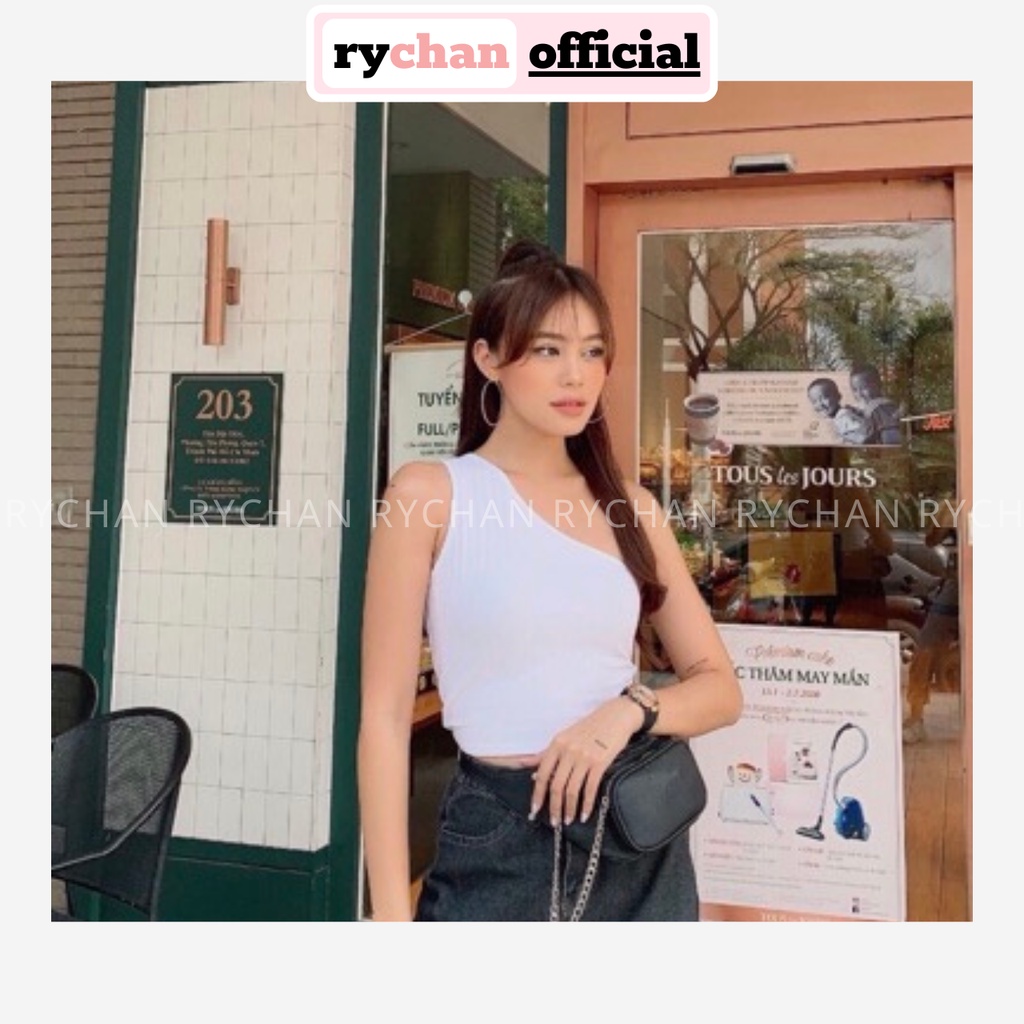 Áo Croptop Lệch Vai Thun Gân 3 Màu - CR970