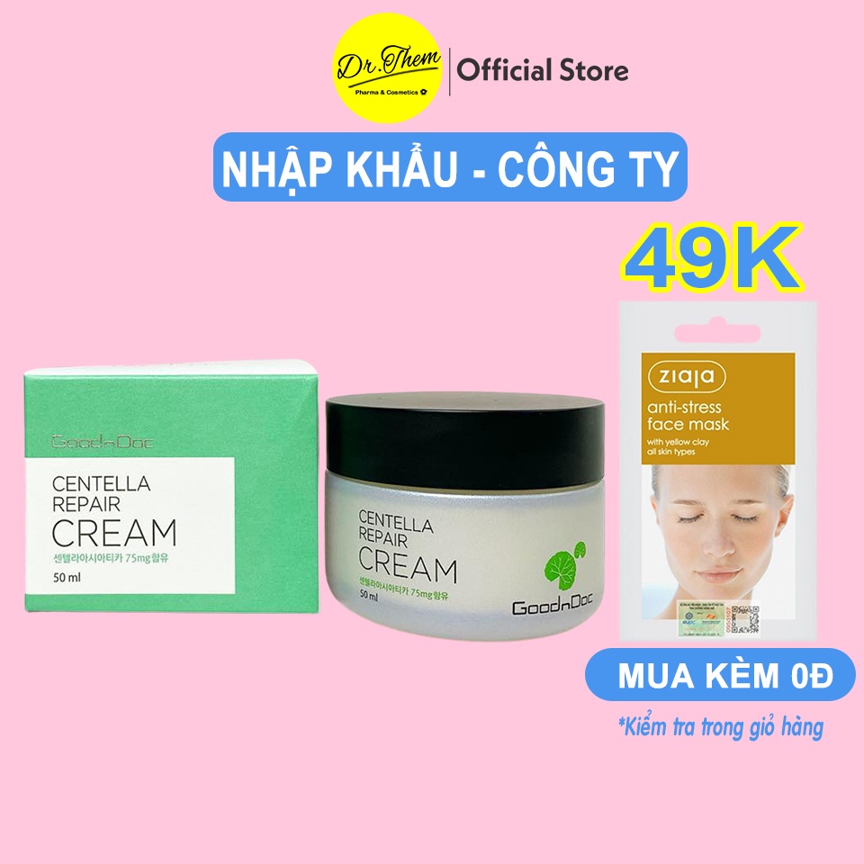 ✅[CHÍNH HÃNG] Kem Dưỡng Phục Hồi Da Rau Má GoodnDoc Centella Repair Cream 50ml