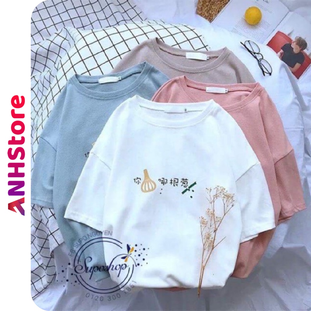 Áo thun tay lỡ phông Unisex nam nữ oversize form rộng ulzzang THÊU CỦ TỎI ANHStore A18