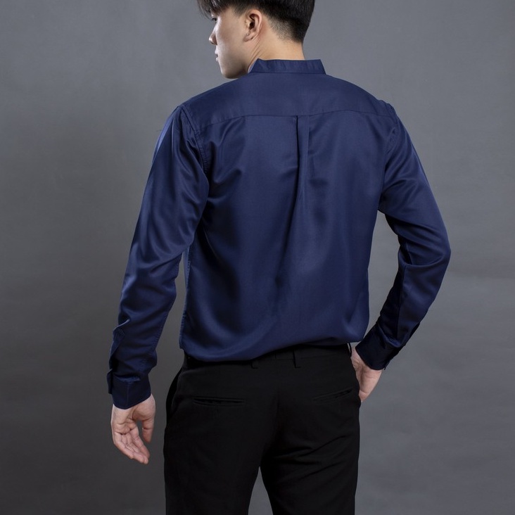 Áo sơ mi nam cổ trụ vải lụa LADOS - 18045 chất mềm mịn form chuẩn phong cách Hàn Quốc | BigBuy360 - bigbuy360.vn