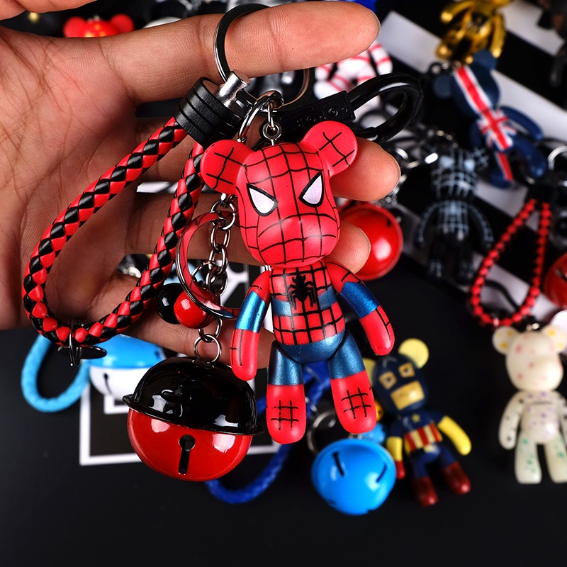 1 Móc Khóa Hình Spider-Man Avengers Gấu Bằng Kim Loại Gắn Điện Thoại Di Động