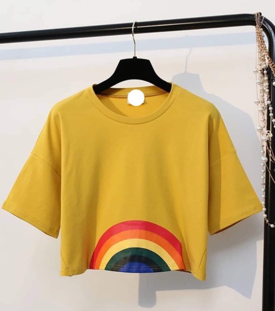 Áo croptop cầu vồng in bụng DTR0619