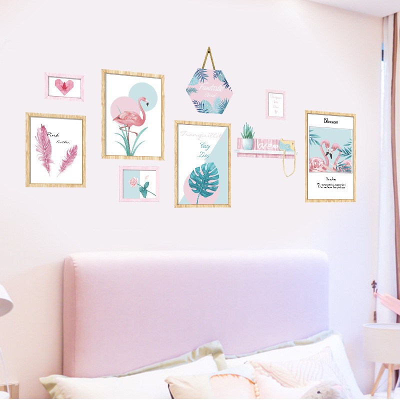 Tranh dán tường trang trí ký túc xá, decal dán tường trang trí decor phòng ngủ (Vườn Hồng Hạc)