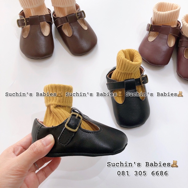 Giày tập đi da mềm quai dán cho bé gái suchin GK0042