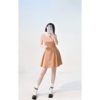 Đầm xoè nhúng eo cam đất korea