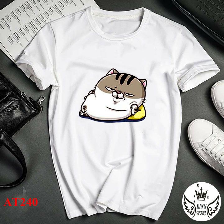 ÁO thun nam nữ Unisex cổ tròn dày dặn in hình Mèo Béo đẹp dễ thương ngáo OTITA