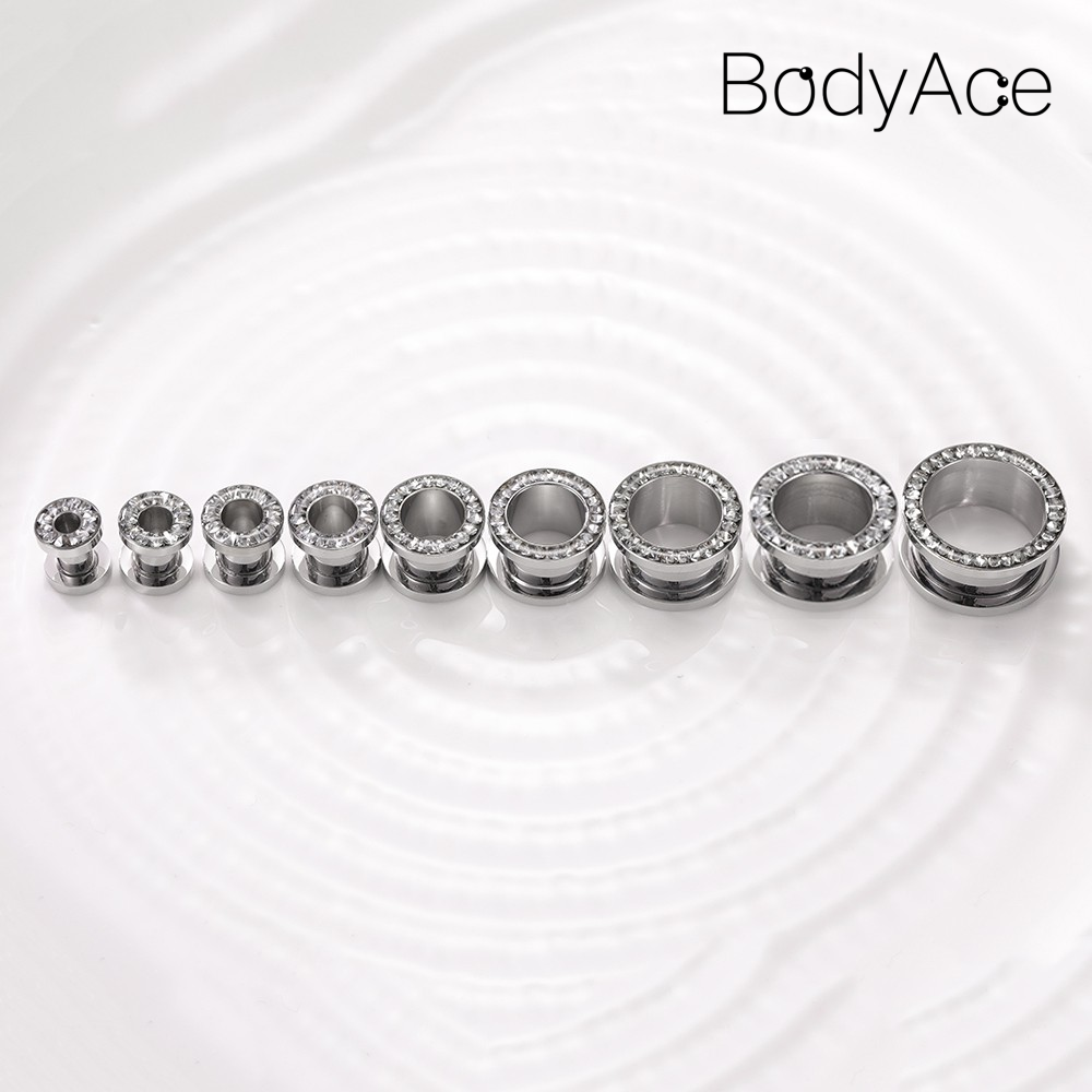 Khuyên Tai Dạng Ống Mạ Bạc Đính Đá Zircon 5-18mm
