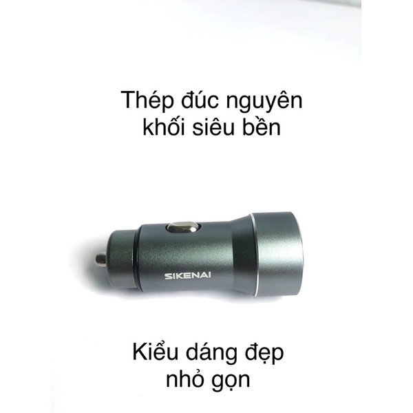 Tẩu sạc nhanh ô tô sikenai 3.1A 02 cổng USB