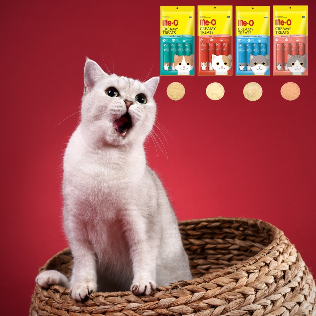 Súp thưởng Me-O Creamy Treats thanh 15g - Súp thưởng cao cấp nhập khẩu Thái Lan dạng kem 4 vị