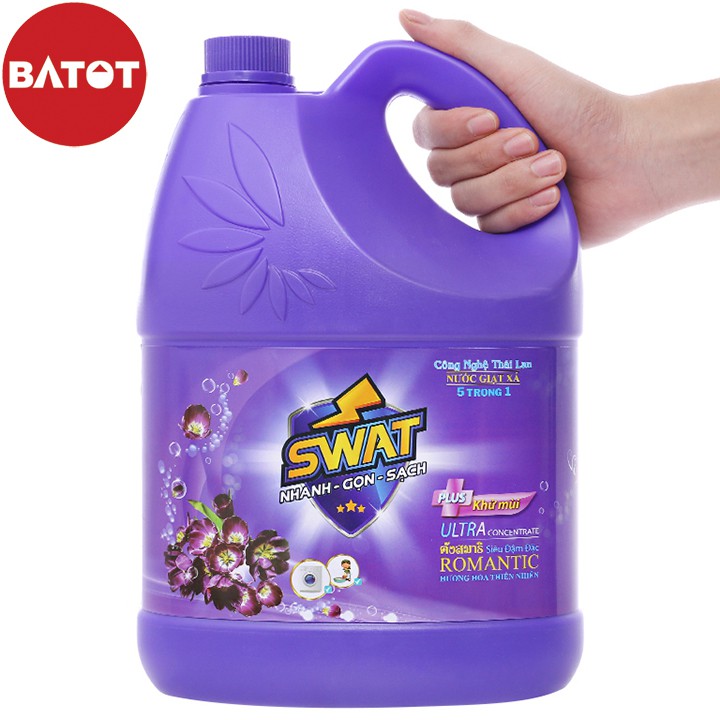 Nước giặt xả Swat Romantic hương hoa thiên nhiên can 3.8kg